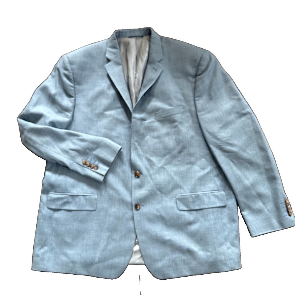 Ralph by Ralph Lauren Sport Coat Men 50L Long Light Blue Silk Wool Blazer Canada